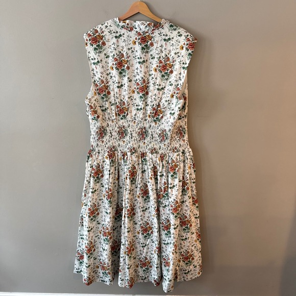 Anthropologie Tommie Zip Front Midi Dress NWT 3X Ivory Comb Floral Smocked Plus - Picture 5 of 16